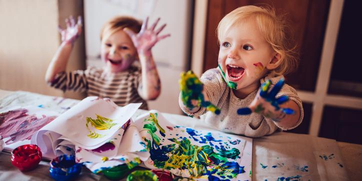 children playing with paint